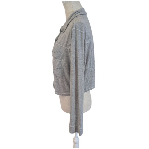 Free People Intimately Gray Button Front Oversized Top - Medium - Picture 4 of 5